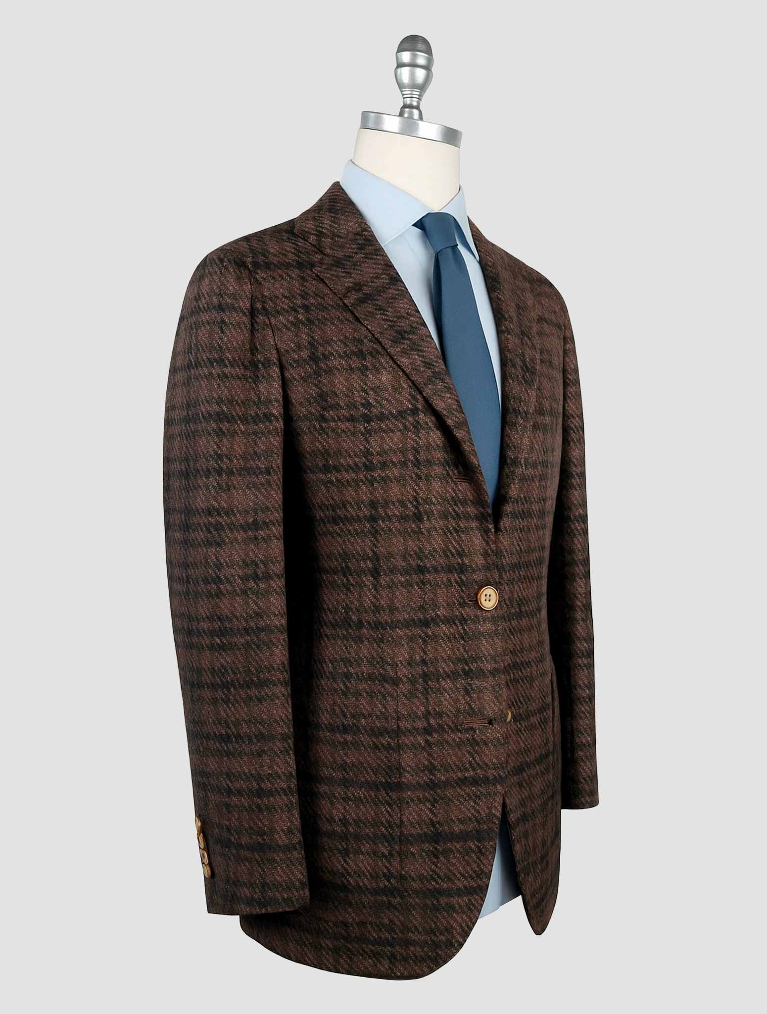 Kiton Brown Cashmere Virgin Wool Silk Linen Blazer