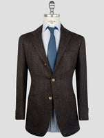 Kiton Brown Blue Cashmere Virgin Wool Silk Linen Blazer