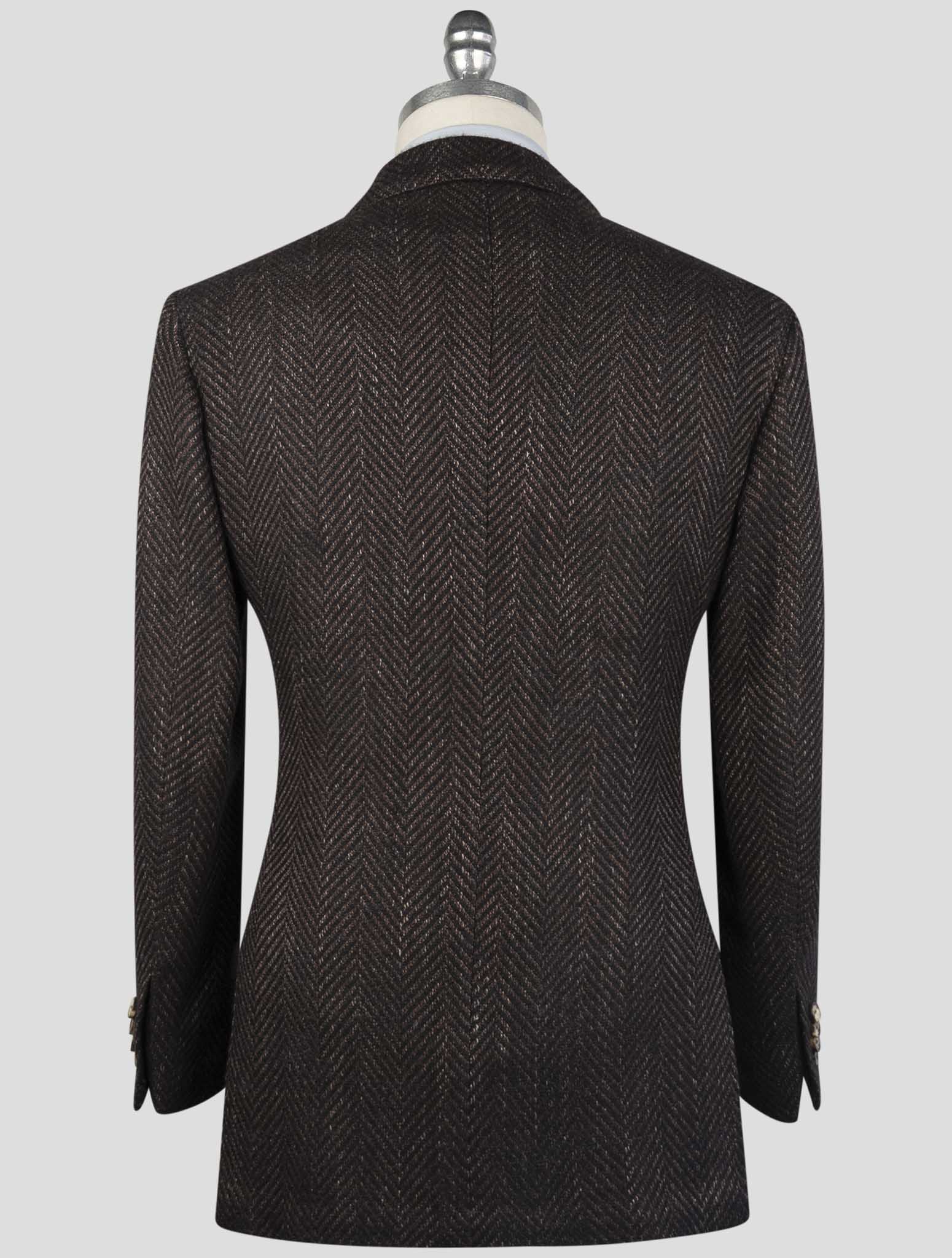 Kiton Brown Blue Cashmere Virgin Wool Silk Linen Blazer