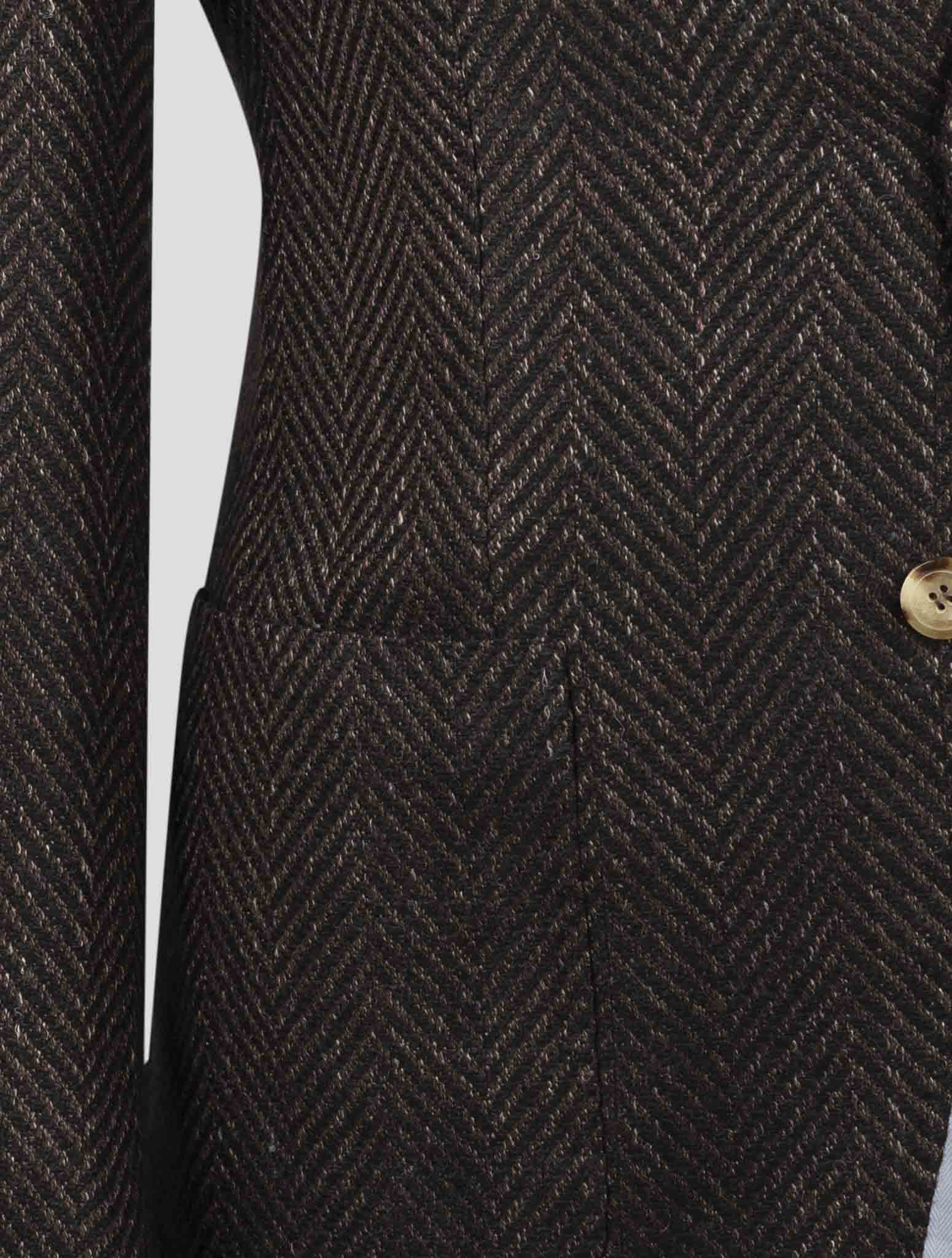 Kiton Brown Blue Cashmere Virgin Wool Silk Linen Blazer