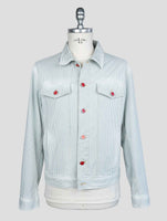 Kiton Light Blue White Cotton Ea Coat