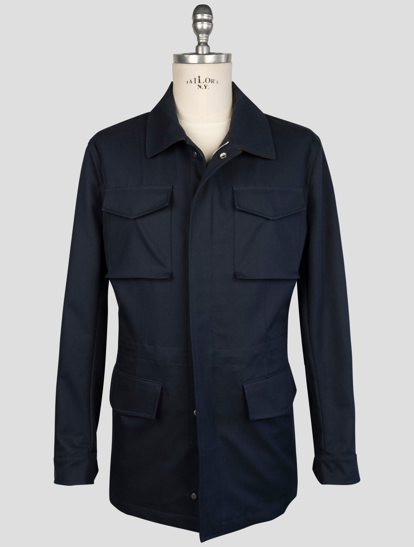 Kiton Blue Cotton Coat