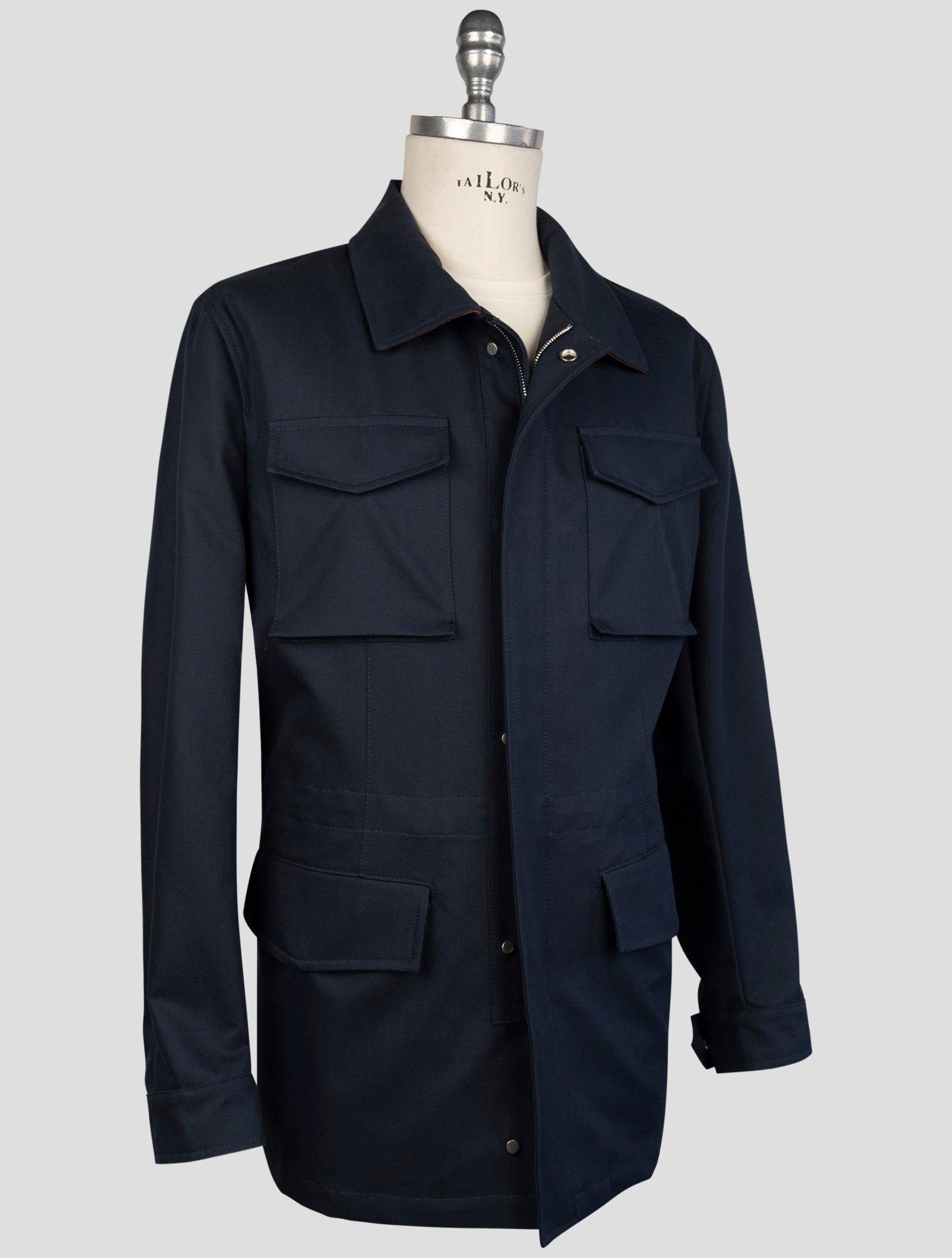 Kiton Blue Cotton Coat