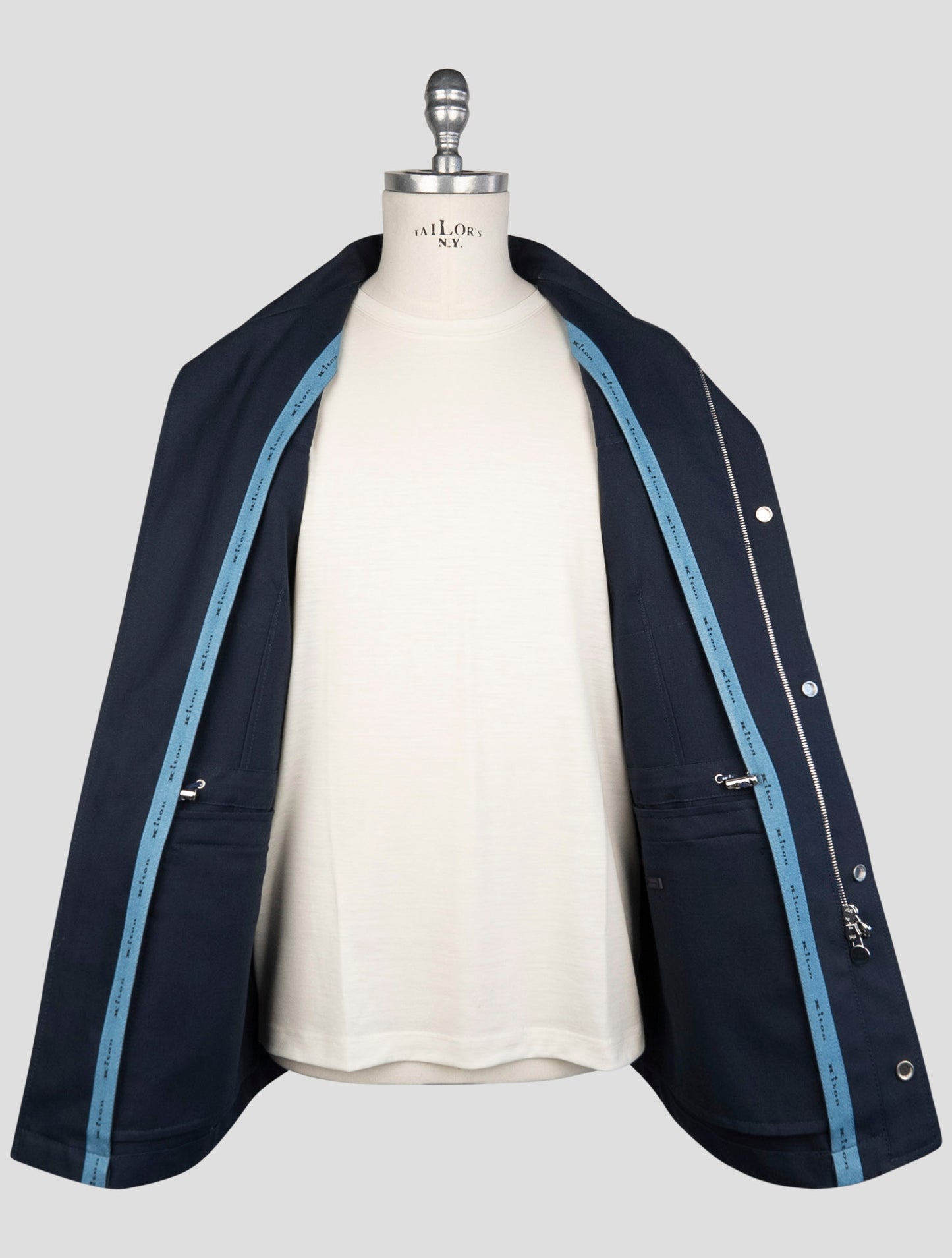 Kiton Blue Cotton Coat