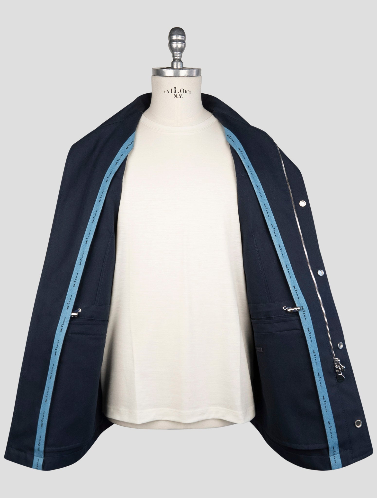 Kiton Blue Cotton Coat