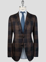 Kiton Brown Blue Cashmere Virgin Wool Silk Linen Blazer