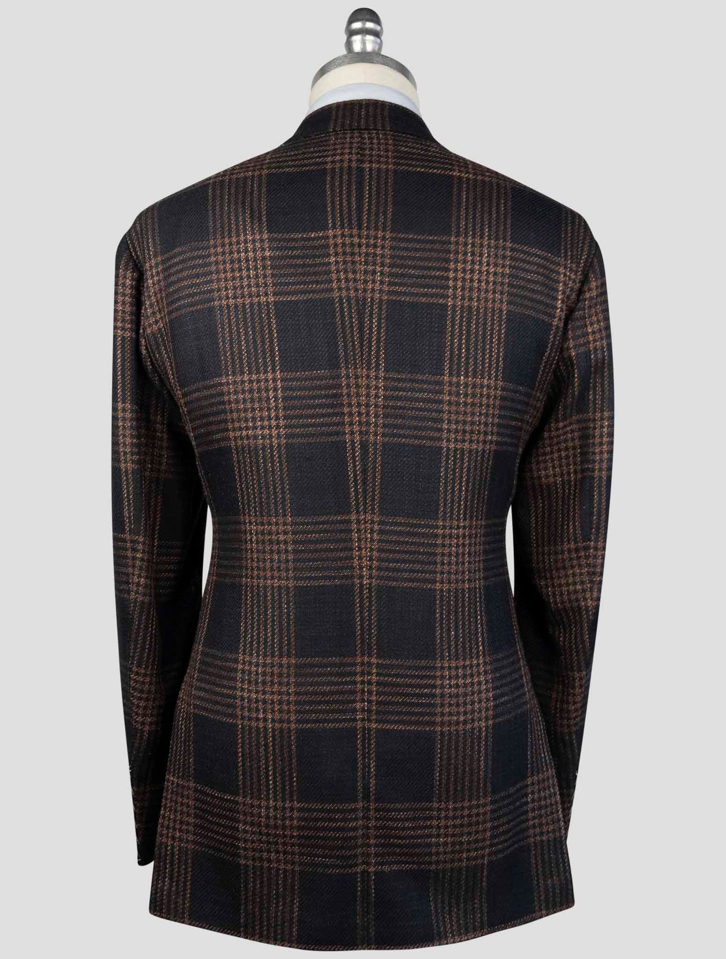 Kiton Brown Blue Cashmere Virgin Wool Silk Linen Blazer