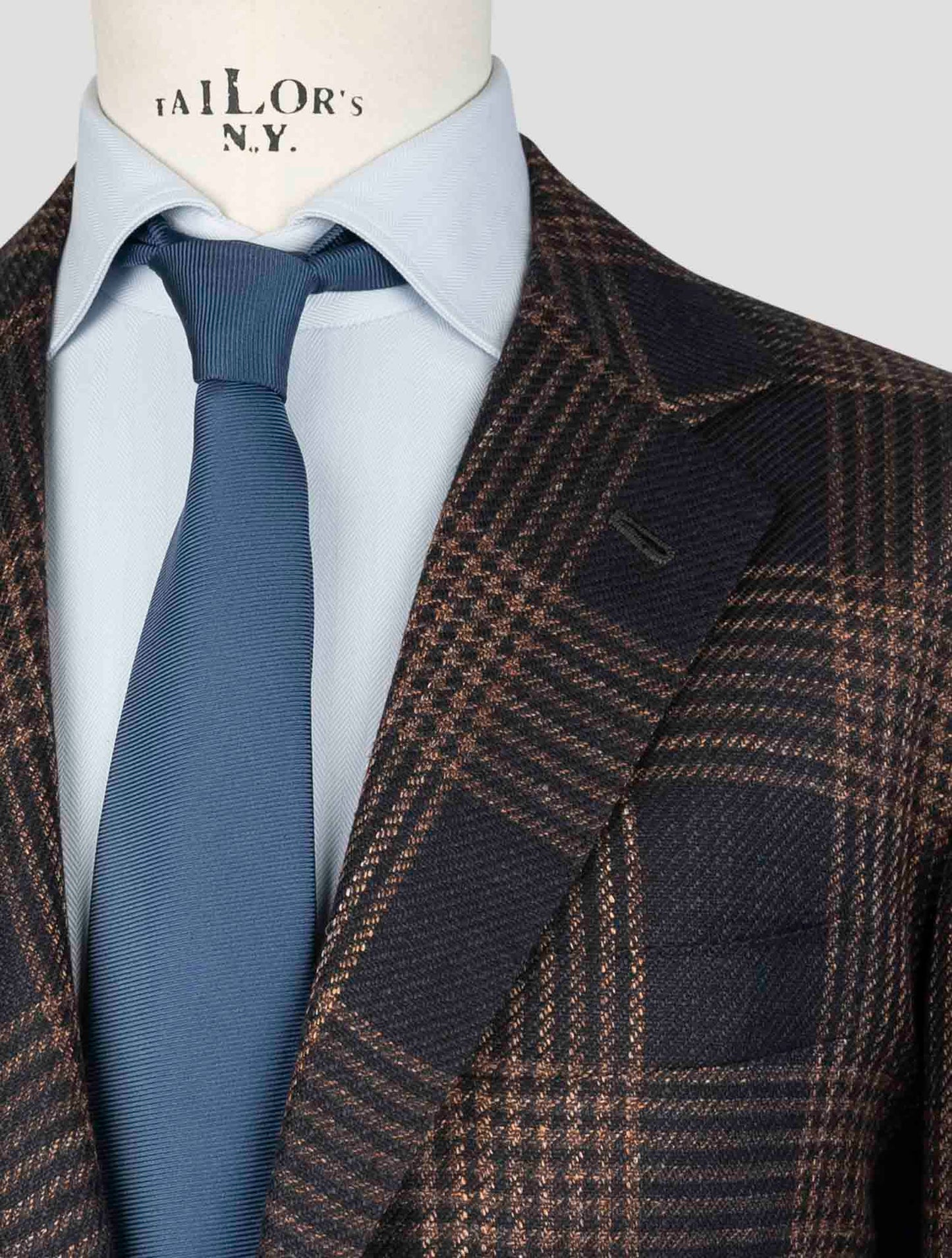 Kiton Brown Blue Cashmere Virgin Wool Silk Linen Blazer