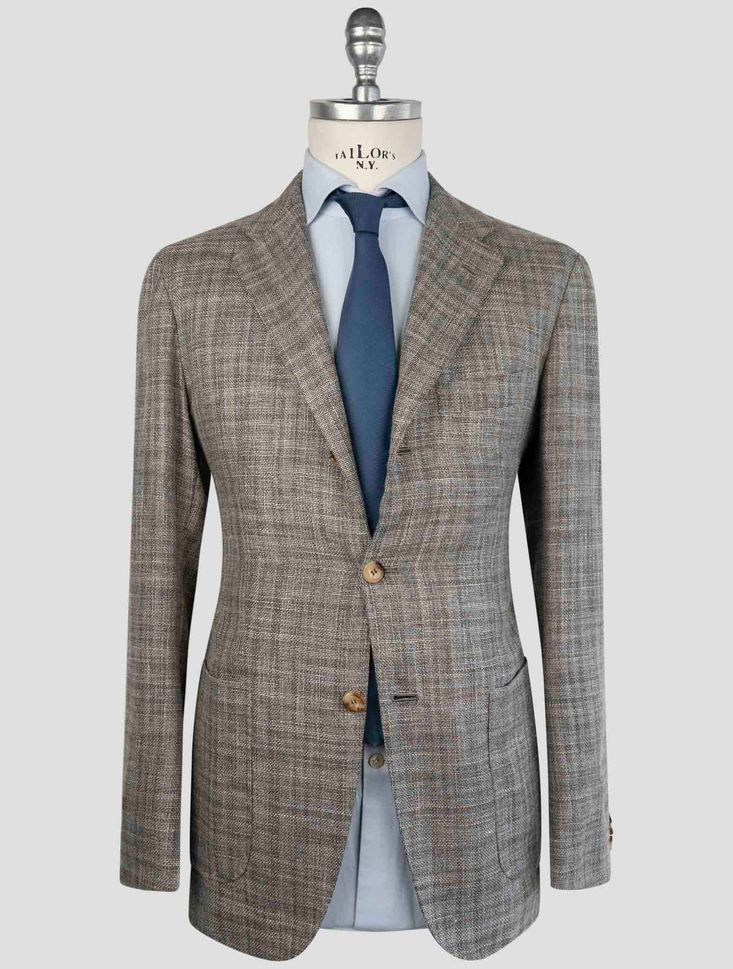 Kiton Gray Cashmere Virgin Wool Silk Linen Blazer