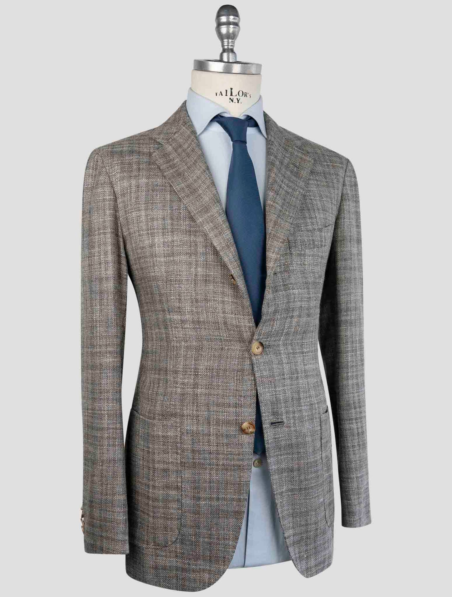 Kiton Gray Cashmere Virgin Wool Silk Linen Blazer
