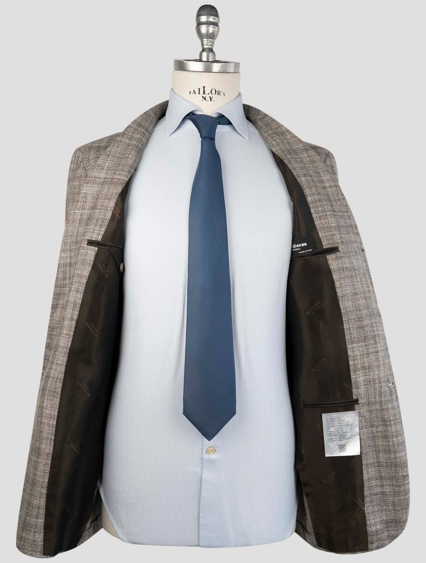 Kiton Gray Cashmere Virgin Wool Silk Linen Blazer