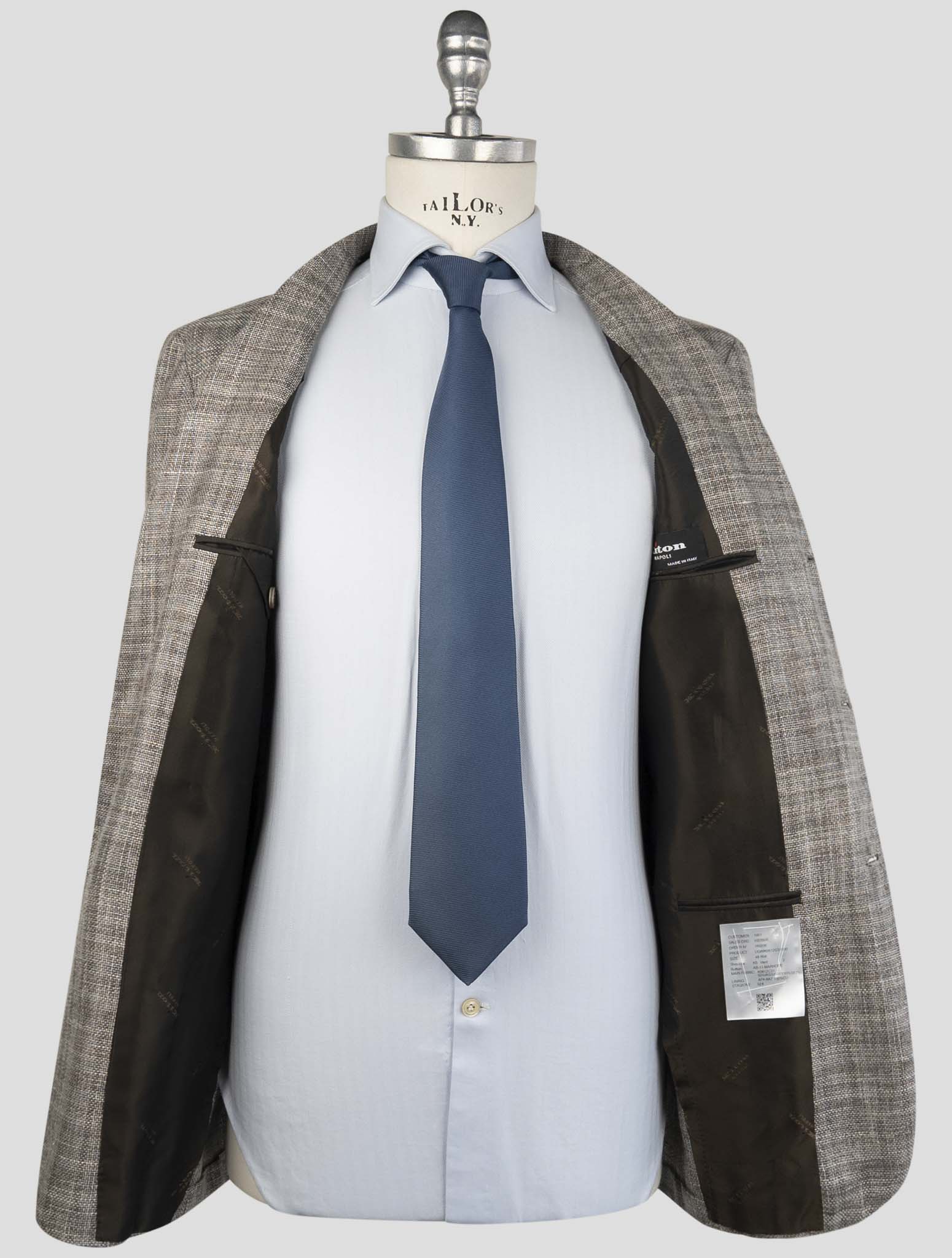Kiton Gray Cashmere Virgin Wool Silk Linen Blazer