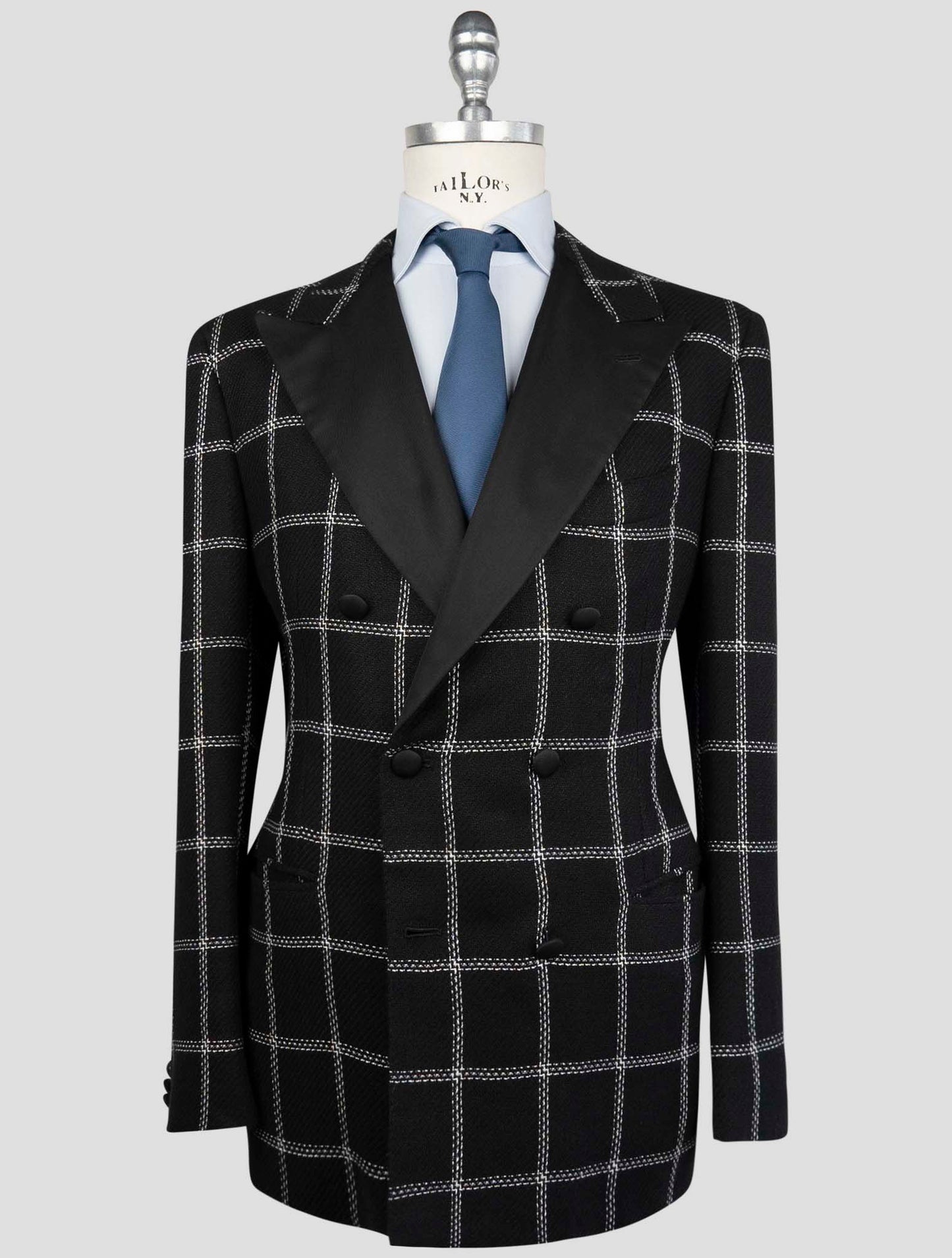 Kiton Black Cashmere Linen Smoking Blazer