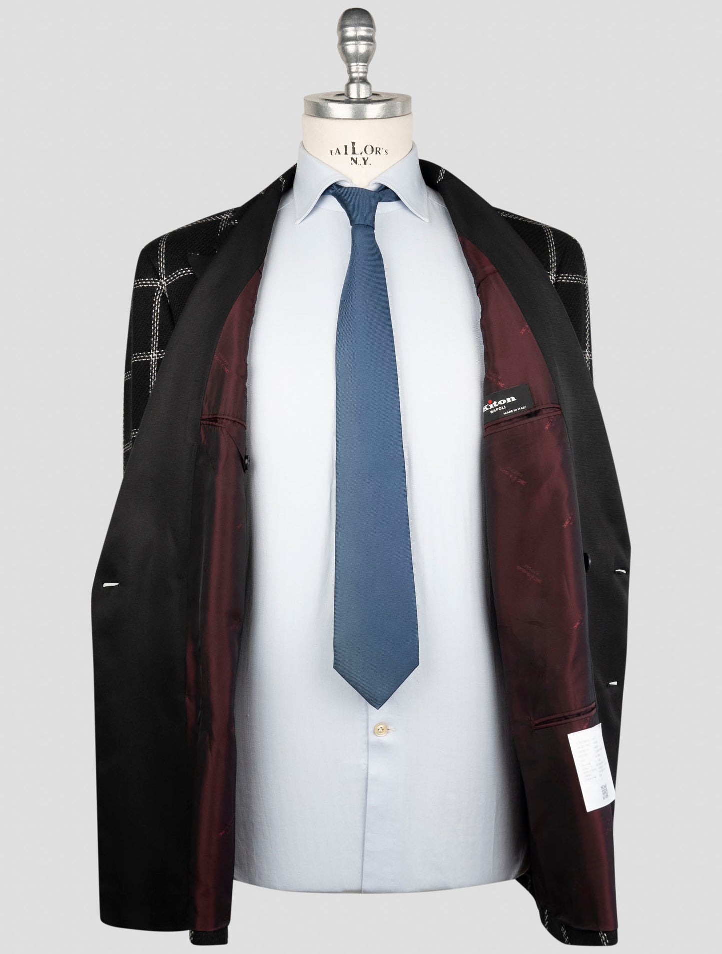 Kiton Black Cashmere Linen Smoking Blazer