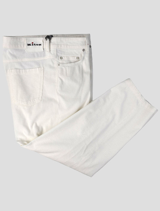 Kiton White Cotton Cashmere Ea Velvet Jeans