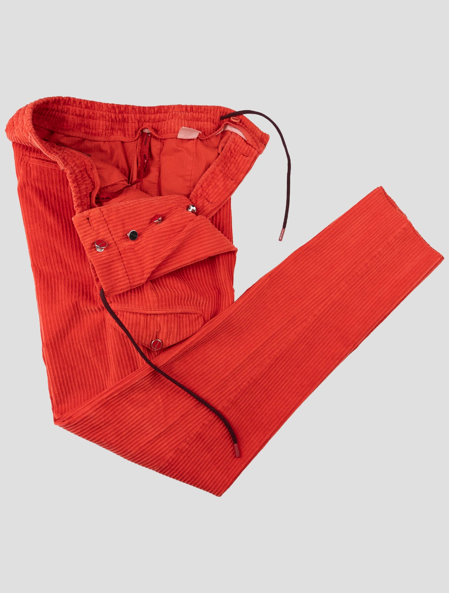 Kiton Red Cotton Ea Cargo Vlvet Pants