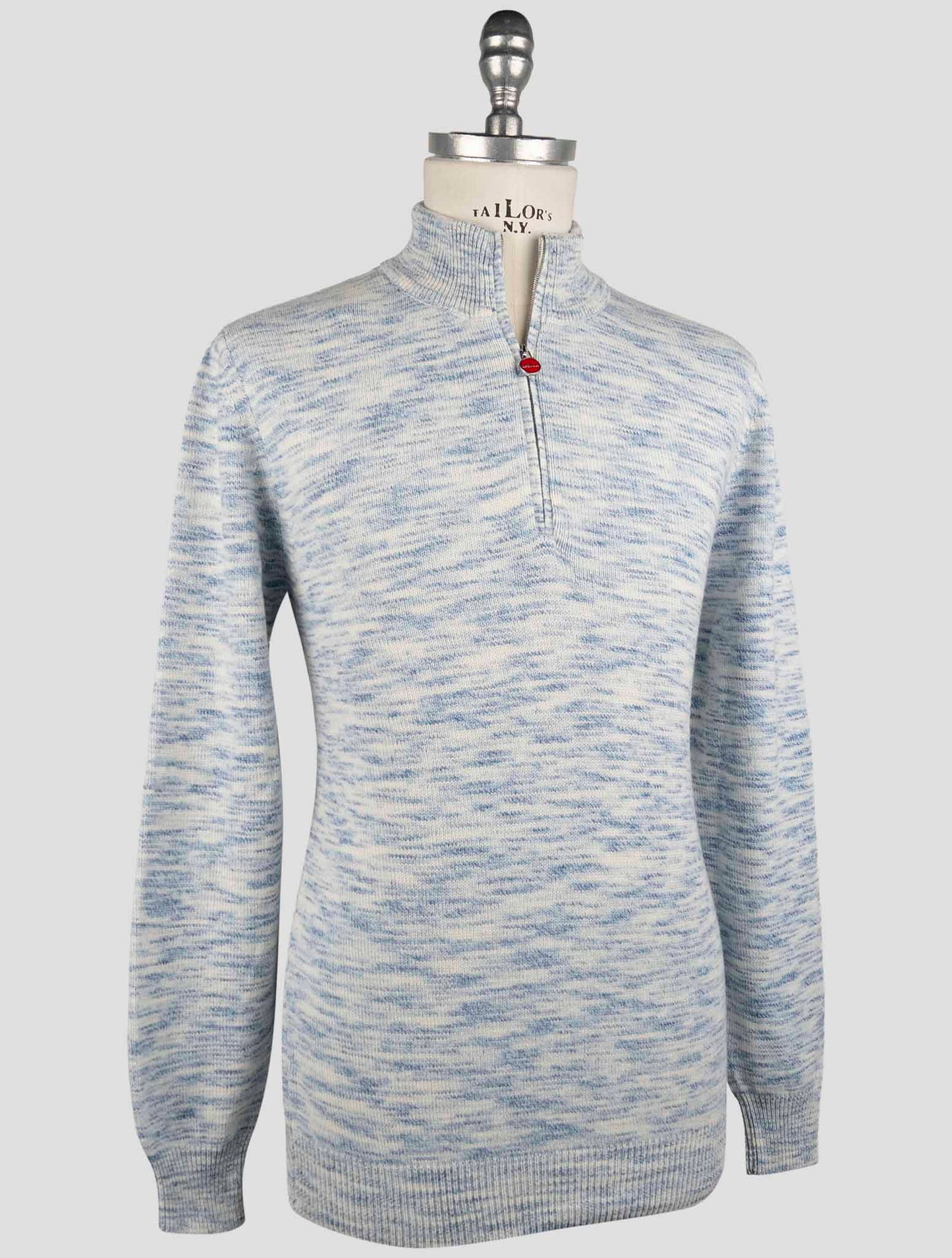 Kiton Blue White Cashmere Sweater Full Zip