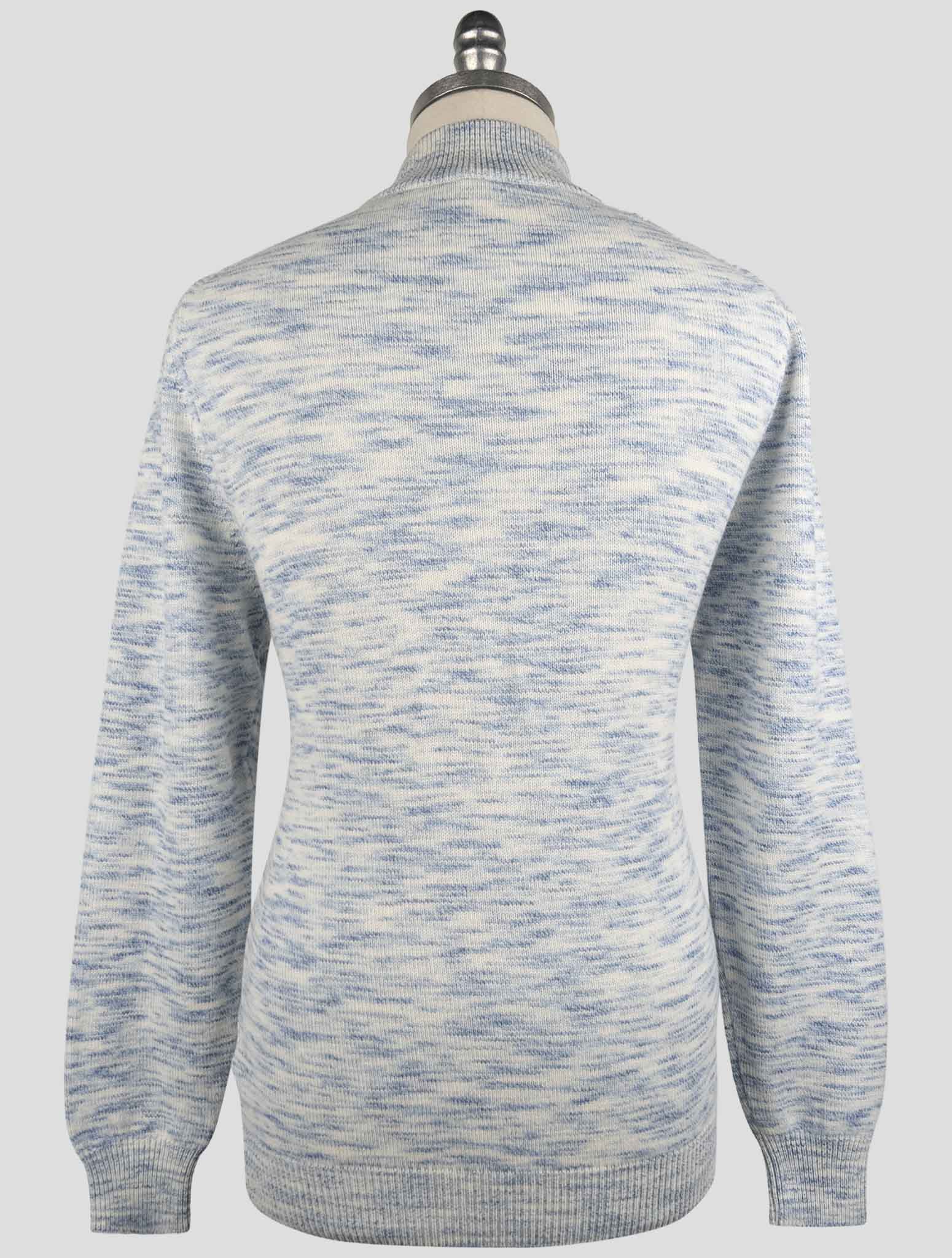Kiton Blue White Cashmere Sweater Full Zip