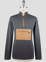 Kiton Gray Cotton Sweater Half Zip