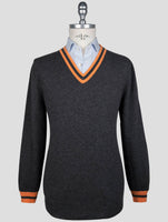 Kiton Orange Cashmere Sweater V-Neck