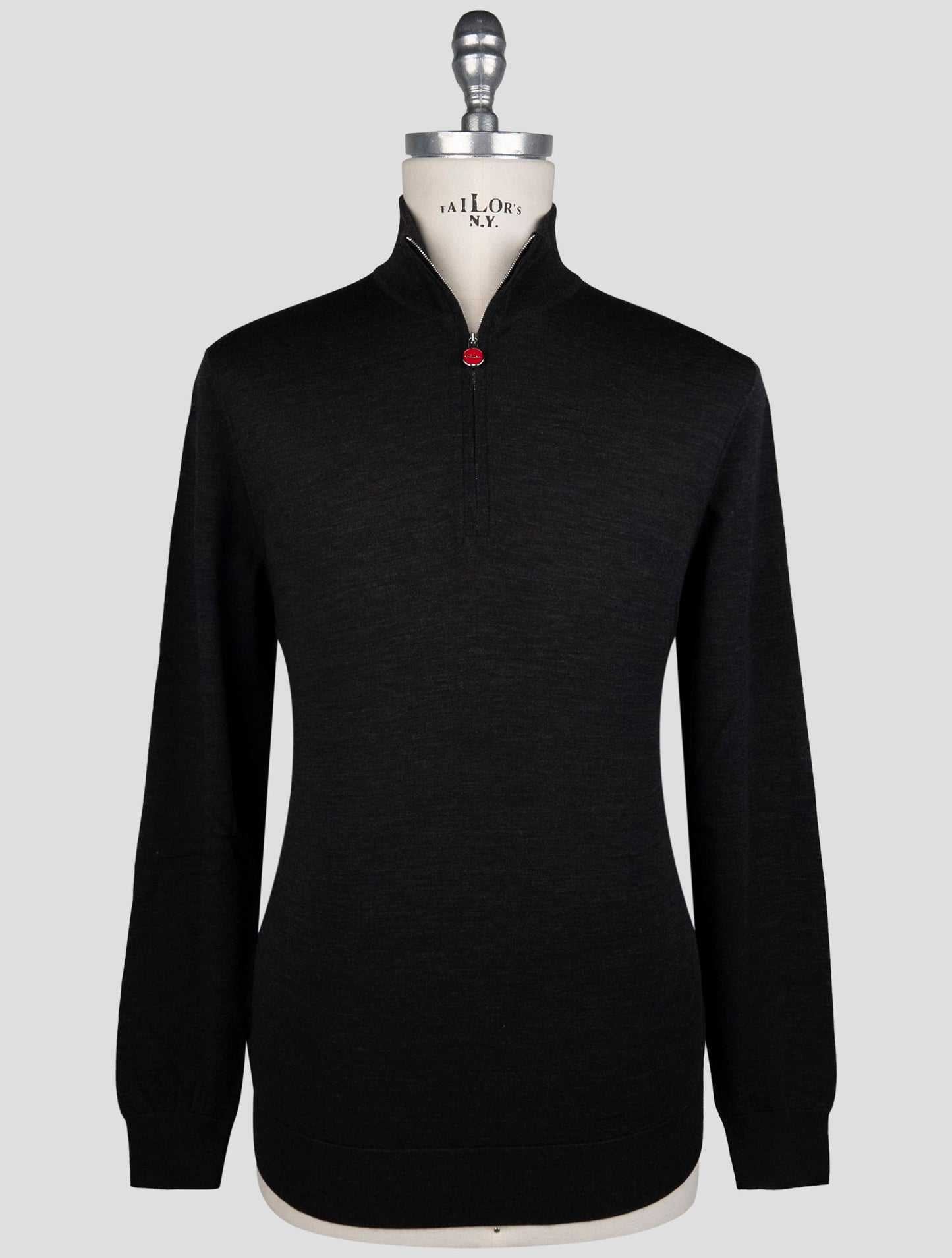 Kiton Dark Gray Wool Sweater Half Zip