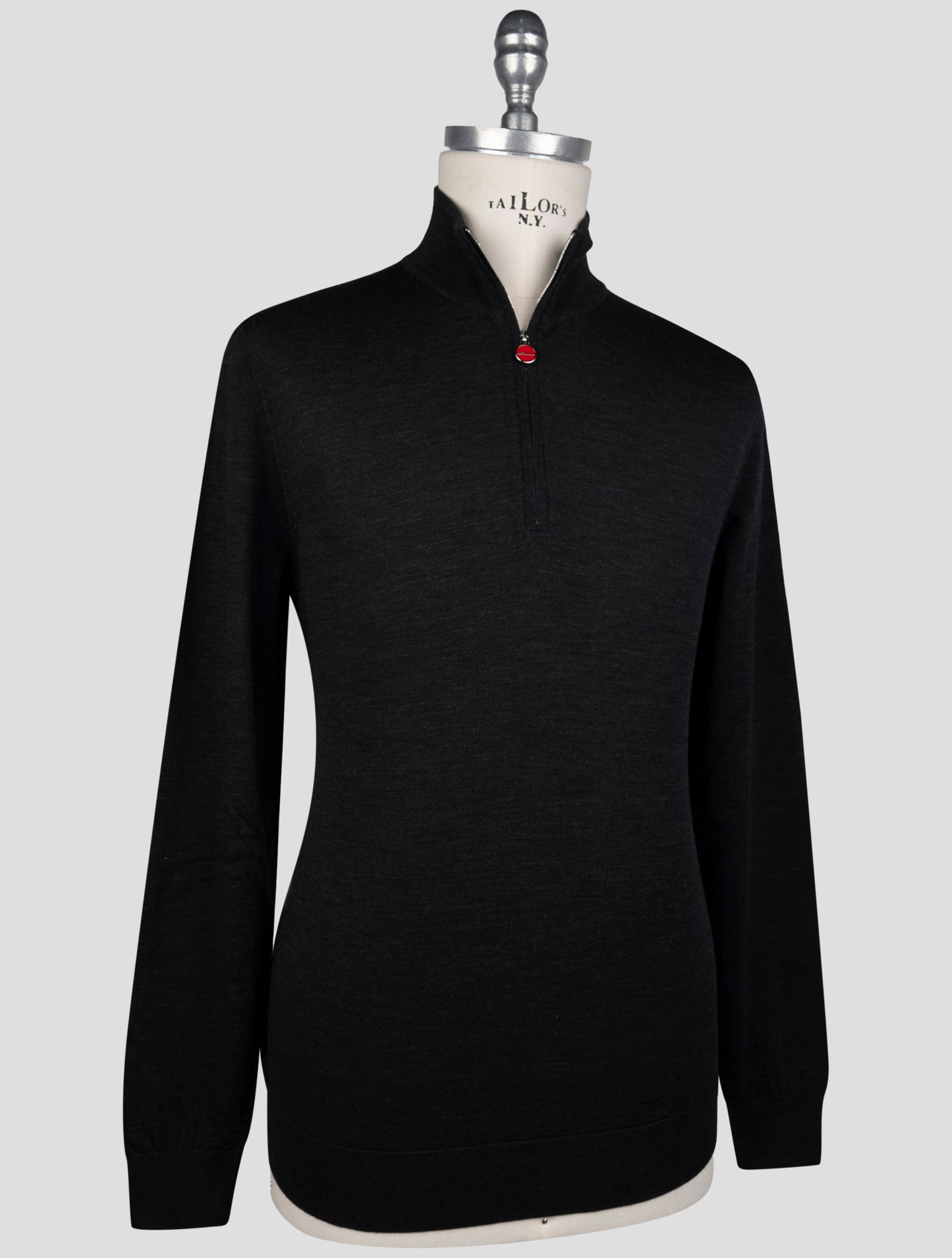 Kiton Dark Gray Wool Sweater Half Zip