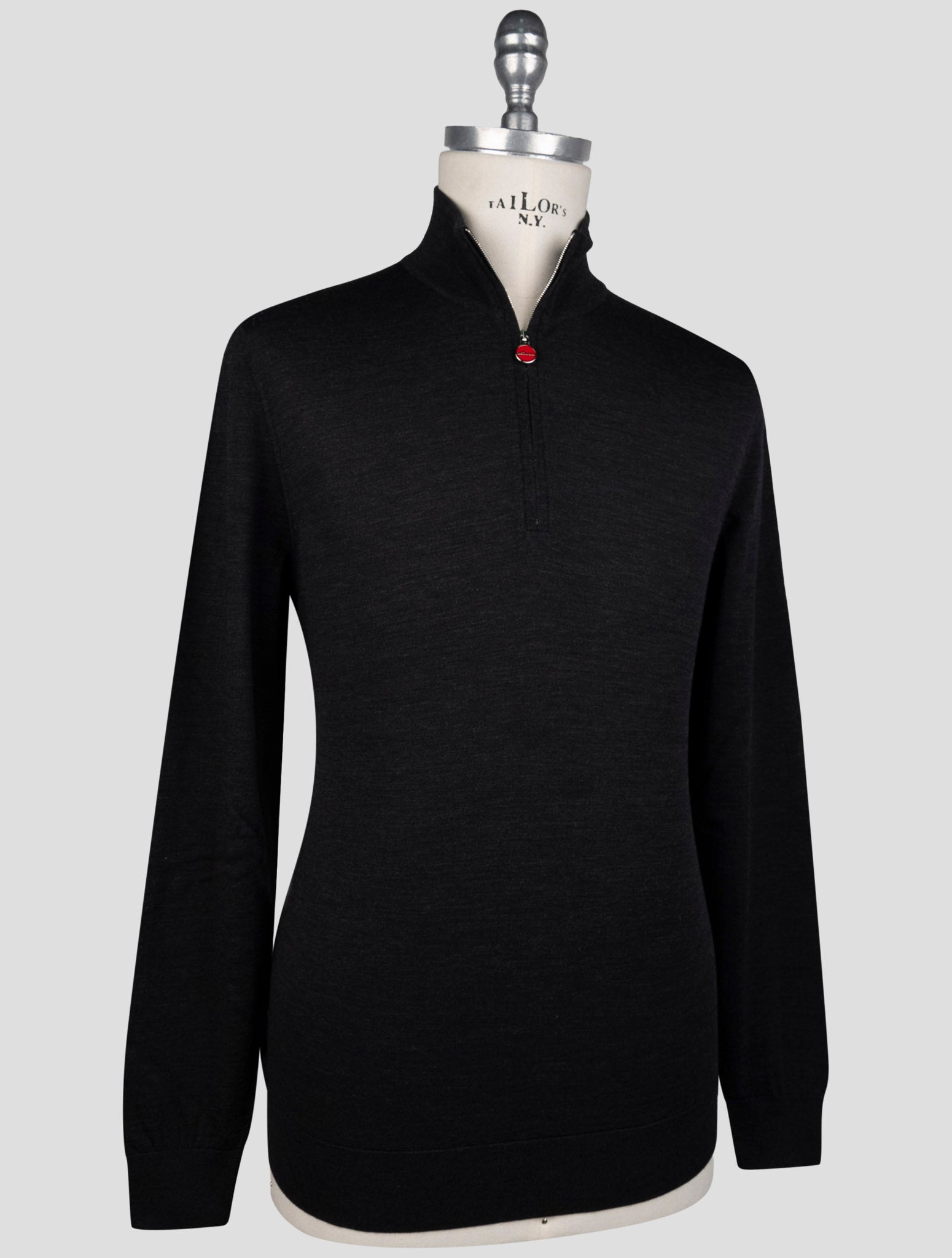 Kiton Dark Gray Wool Sweater Half Zip