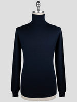 Kiton Dark Blue Cashmere Silk Sweater Turtleneck