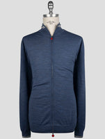 Kiton Blue Wool Sweater Full Zip