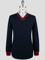 Kiton Blue Cashmere Sweater V-Neck