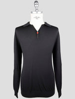 Kiton Black Wool Sweater Polo