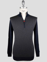 Kiton Blue Cashmere Sweater Half Zip