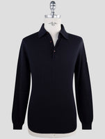 Kiton Dark Blue Wool Sweater Polo
