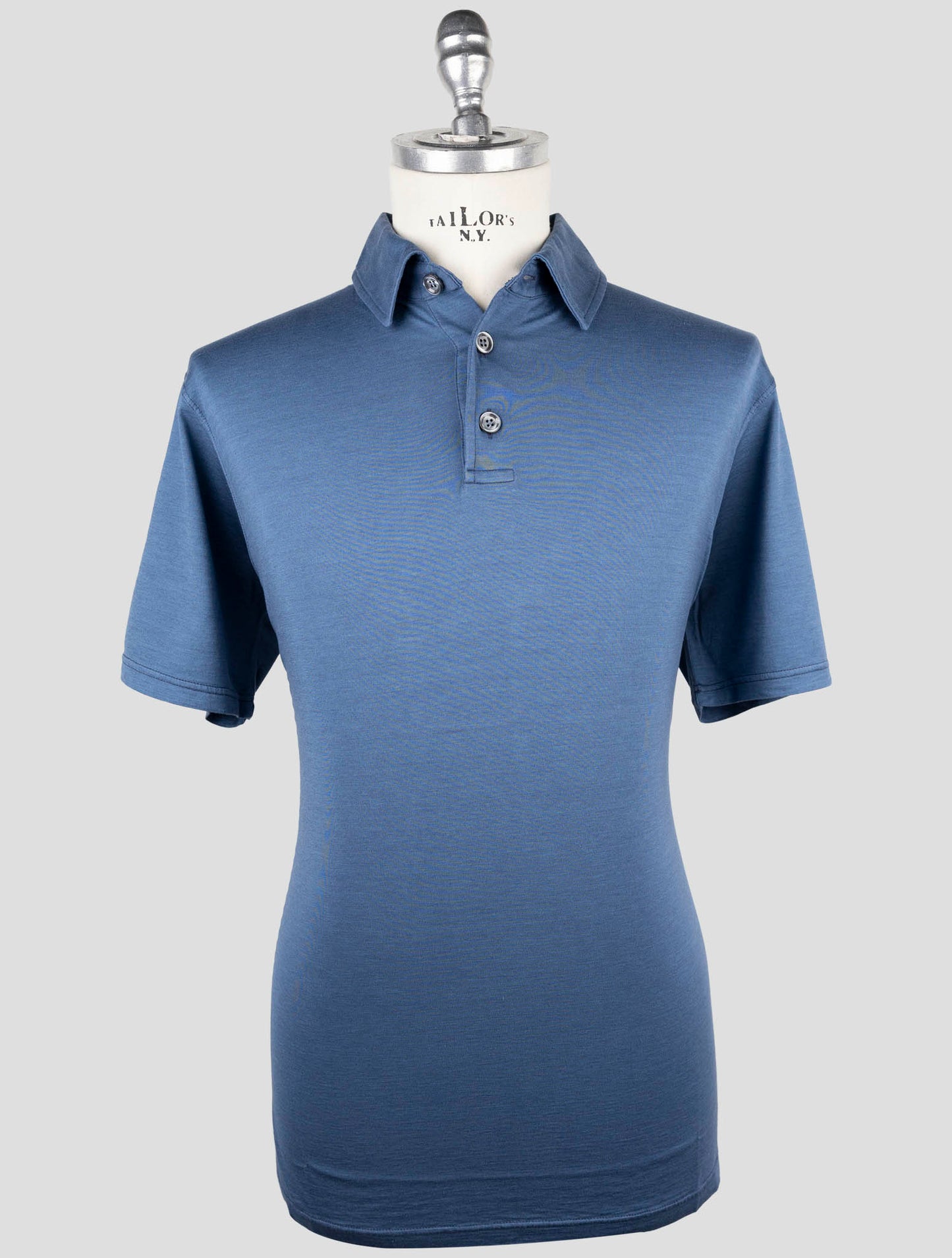 Kiton Blue Silk Cotton Polo