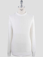 Kiton White Cotton Sweater Crewneck