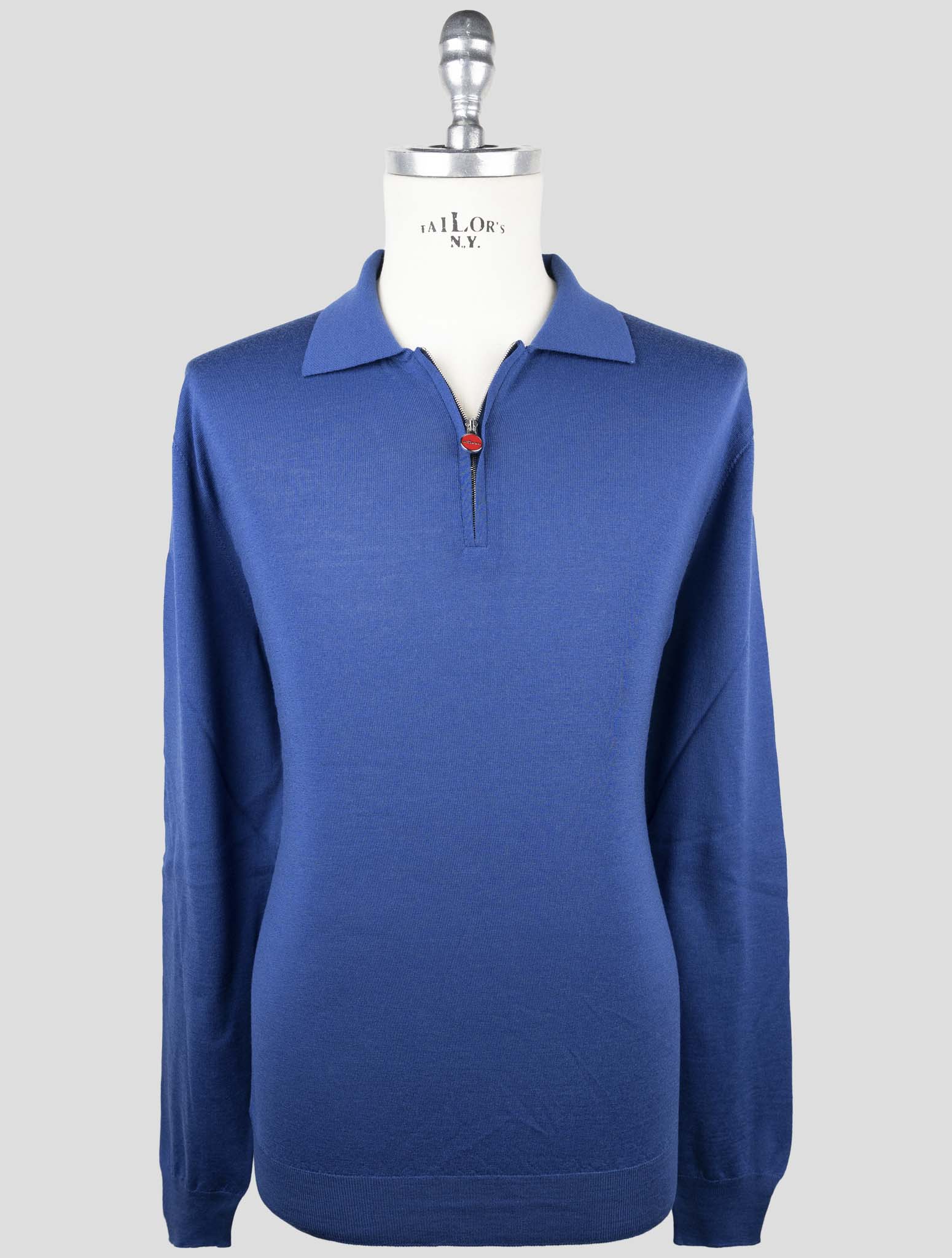 Kiton Blue Wool Sweater Polo
