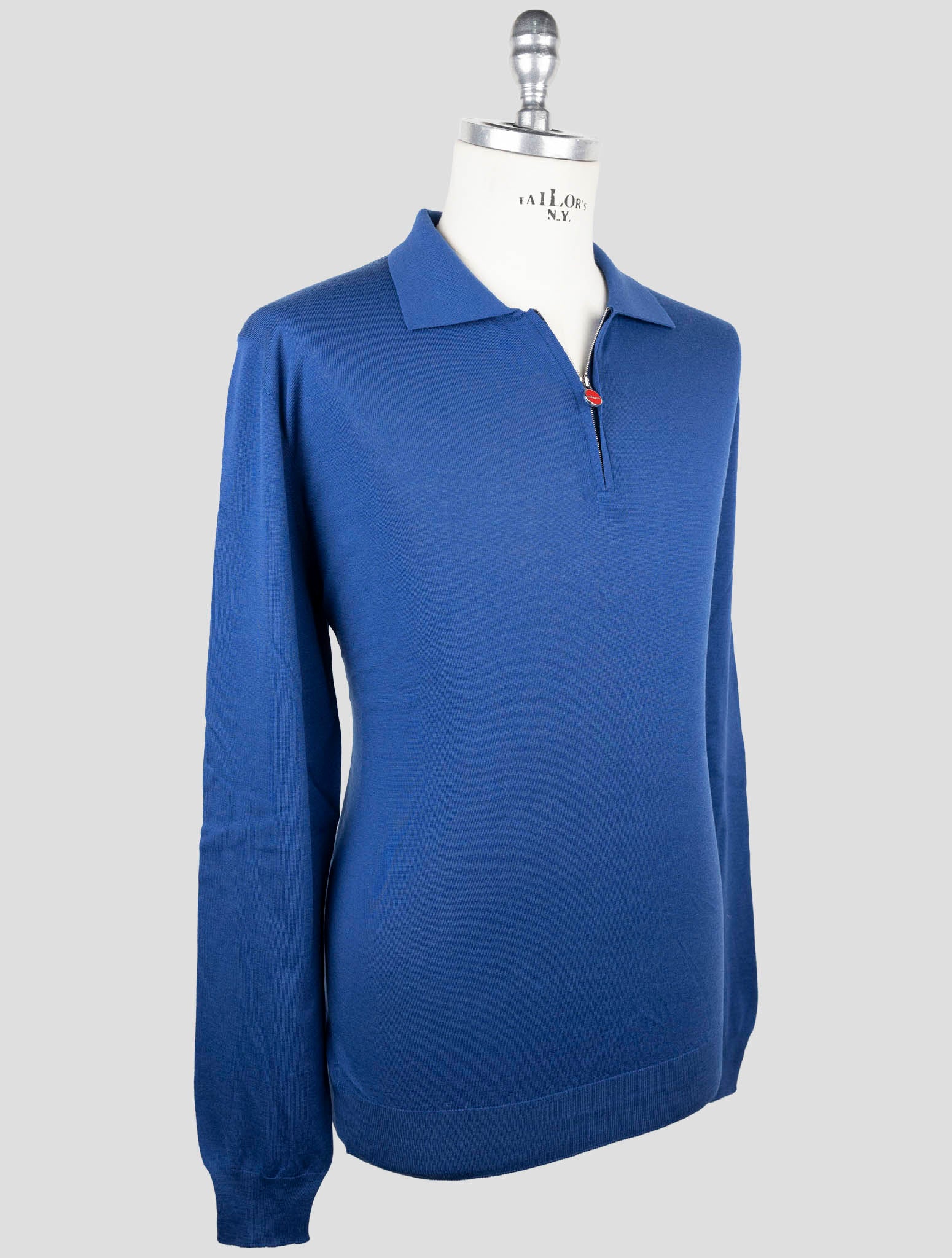 Kiton Blue Wool Sweater Polo