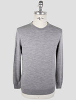 Kiton Gray Wool Diamante Blu Sweater Crewneck