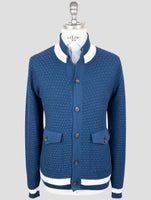 Kiton Blue Cotton Sweater Cardigan
