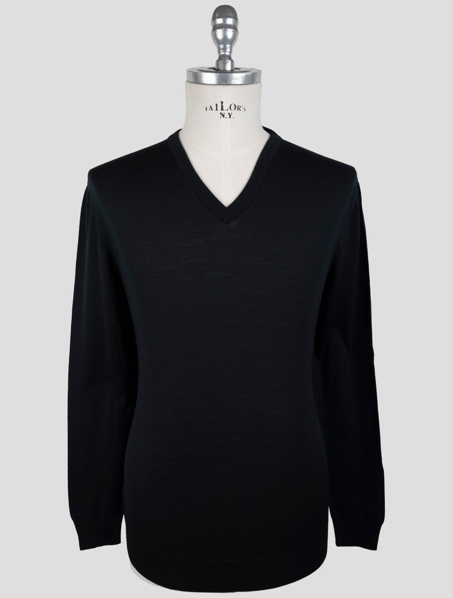 Kiton Black Wool Sweater V-Neck