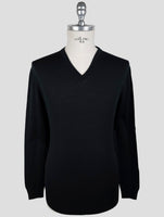 Kiton Black Wool Sweater V-Neck