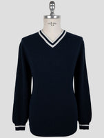 Kiton Blue Cashmere Sweater V-Neck