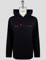 Kiton Black Cotton Ea Sweater Hoodie