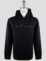 Kiton Black Cotton Ea Sweater Hoodie