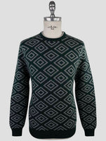 Kiton Green White Cashmere Sweater Crewneck