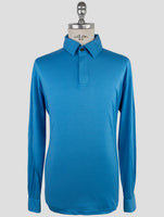Kiton Light Blue Silk Cotton Sweater Polo