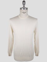 Kiton White Silk Cashmere Linen Sweater Crewneck