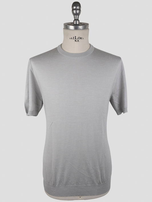 Kiton Gray Silk Cashmere Linen T-Shirt