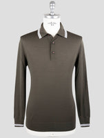 Kiton Green Wool Diamante Blue Sweater Polo