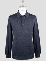Kiton Blue Silk Cashmere Linen Sweater Polo
